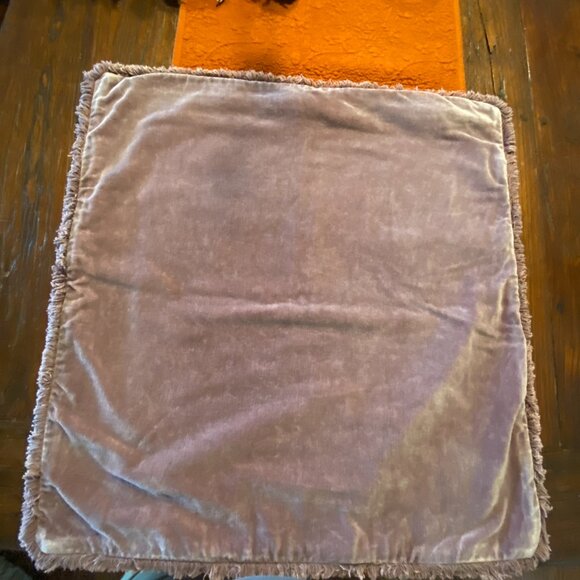 Pottery Barn Velvet Fringe Pillow Cover – Rose Mauve – 22"x22" – 100% Cotton - Picture 1 of 6